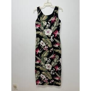 Vintage CC Fashion Women's Hibiscus Sleeveless Muumuu/Maxi Dress-Size 5-6